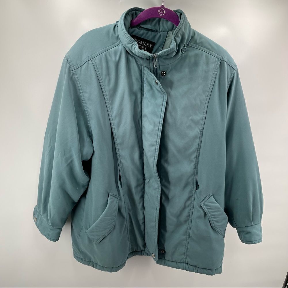Bromley Sport Thermoloft teal puffer jacket medium petite winter jacket coat M - Picture 2 of 14